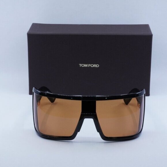 Tom Ford Parker FT1118 01E Shield Sunglasses - Black/Brown Orange - Picture 3 of 11